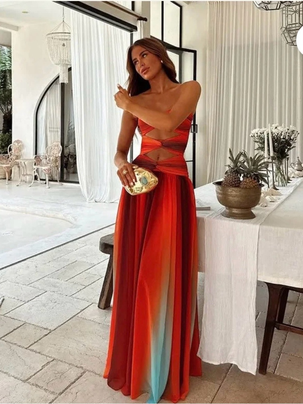 Multicolor Cut-Out Gown - Picture 4 of 8